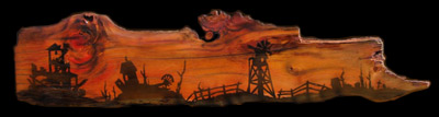 Airbrushed Sign on Split Wood