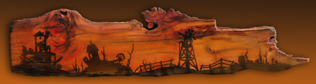 Airbrushed Western Scene on Wood