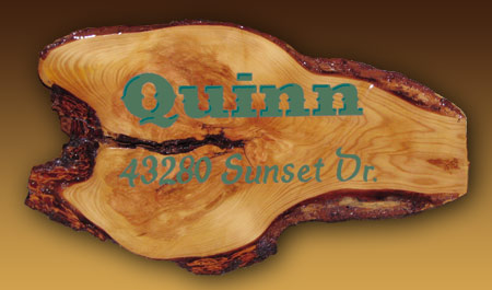 Hand-Painted Sign on a Log Slice