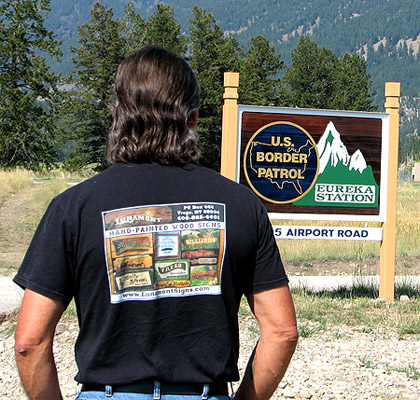 Steve at US Border Patrol with his finished sign