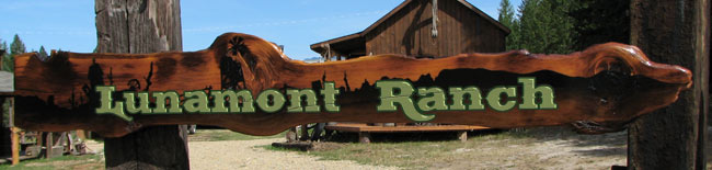 Lunamont Ranch Hand-Painted Sign on Natural Wood